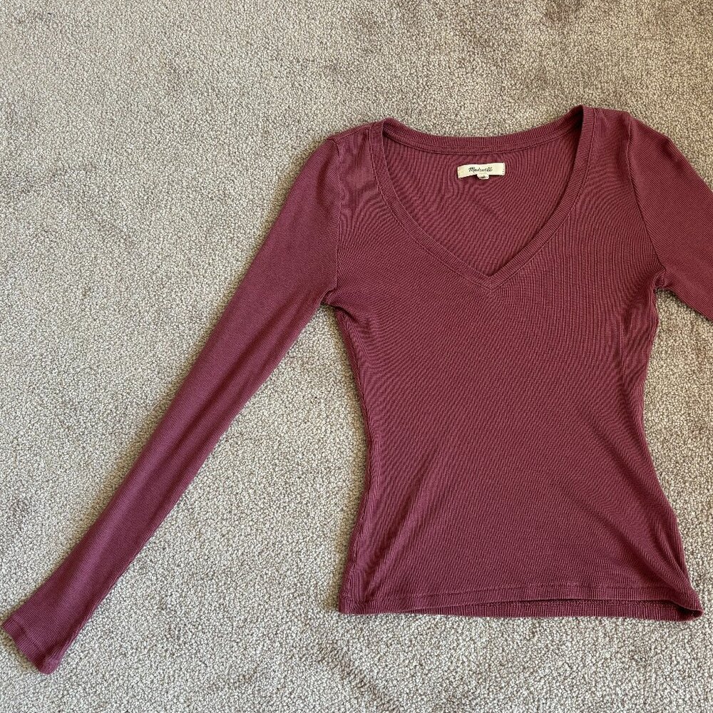 Maroon XS Madewell deep V top